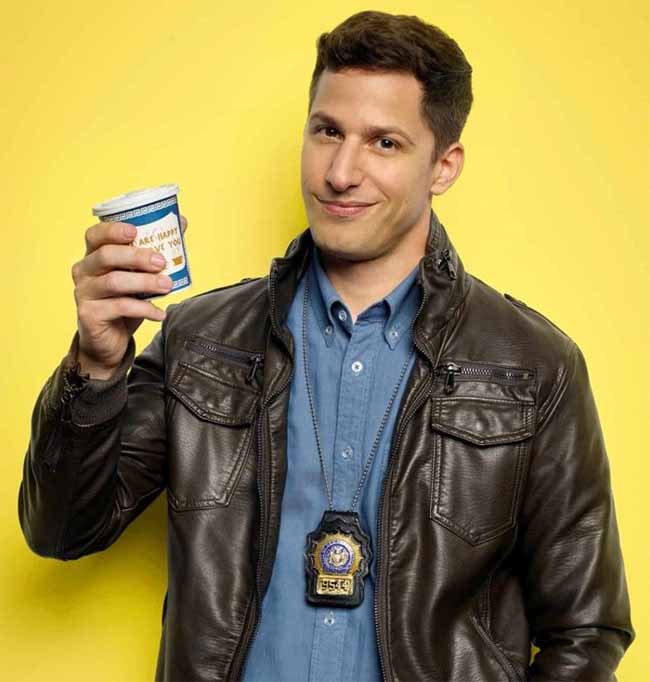 Detective Jake Peralta poses for a photo.